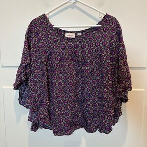 Avenue‎ Women's Boho Floral Print Blouse Top 18 20 Pink Blue Yellow